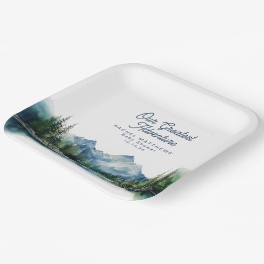 Wald Berg Rustikale Erlebnisdusche Pappteller (Gewinkelt)