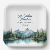 Wald Berg Rustikale Erlebnisdusche Pappteller (Vorderseite)