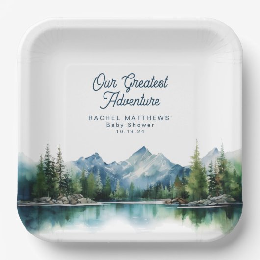 Wald Berg Rustikale Erlebnisdusche Pappteller (Vorderseite)