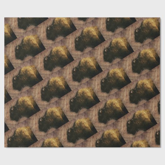 Wald-Bison-Büffel Geschenkpapier (Flach)