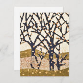 Wald, blau und gold feiertagskarte (Vorne/Hinten)
