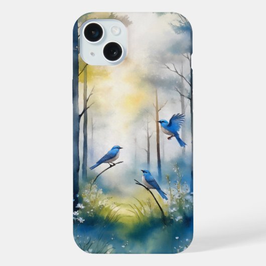 Wald Blaurücken-Wald-Szene iPhone Hülle (Rückseite)