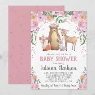 Wald-Blumen-Baby-Party Einladung
