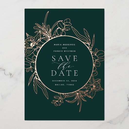 Wald | Blumenfolienkarte Save the Date Folieneinladung (Vorderseite)