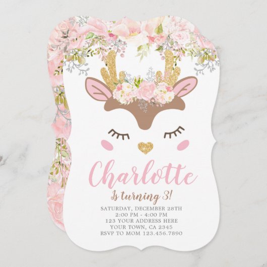 Wald, Blumenwild zum Geburtstag Einladung (Vorne/Hinten)