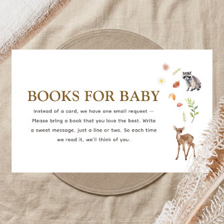 Wald Boho Baby Shower Bücher für Baby Begleitkarte