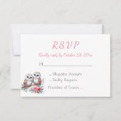 Wald Boho Landhaus Eule Hochzeit RSVP Karte (Vorderseite)