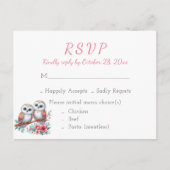Wald Boho Rustikale Landhochzeit-Eule RSVP Postkarte (Vorderseite)