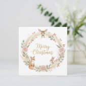 Wald Boho Weihnachtsgrußkarte Feiertagskarte (Stehend Vorderseite)