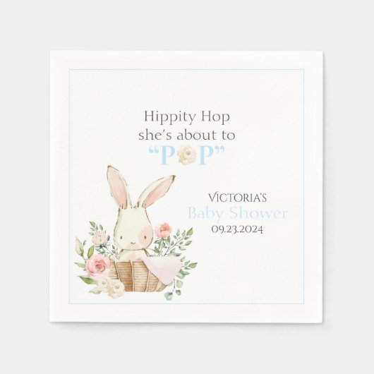 Wald Bunny Rabbit Blue Floral Napkins Serviette (Vorderseite)