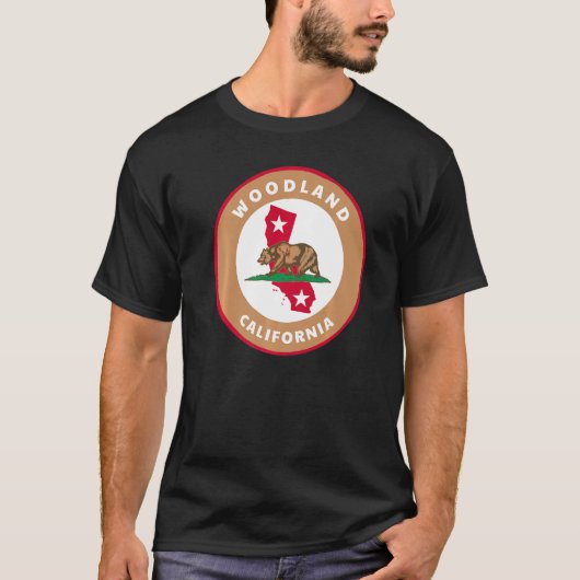 Wald California Ca Flag und Bären Abzeichen Souven T-Shirt (Vorderseite)