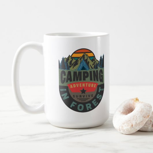 Wald-Camping-Abenteuer Kaffeetasse (Mit Donut)