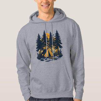 Wald-Camping-Zelt-Sonnenuntergang Unisex Kapuzenpu Hoodie