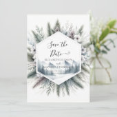 Wald Custom Mountain Hochzeit Save The Date (Stehend Vorderseite)