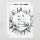 Wald Custom Mountain Hochzeit Save The Date (Vorne/Hinten)