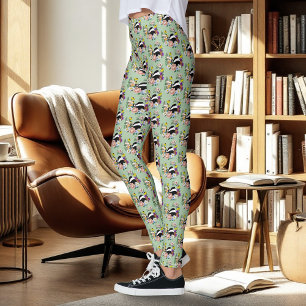 Wald Dachsbär Wildblumen Pilze Salbeigrün Leggings