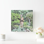 Wald Deer Quadratische Wanduhr (Zuhause)