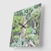 Wald Deer Quadratische Wanduhr (Winkel)