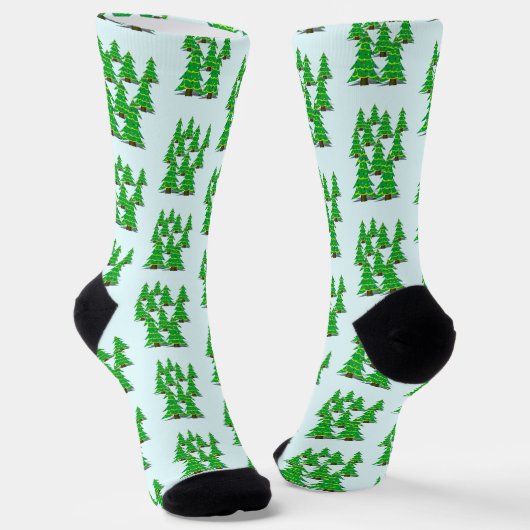 Wald dekorierte Bäume Weihnachten Socken (Gewinkelt)
