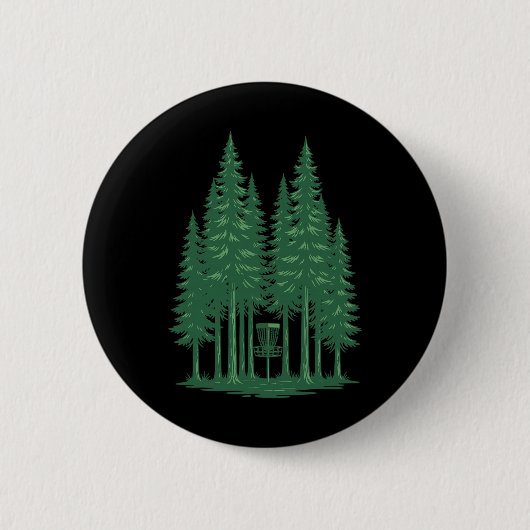 Wald-Disc-Golf-Skizze Frisbee-Golf-Szene für Disc Button (Vorderseite)