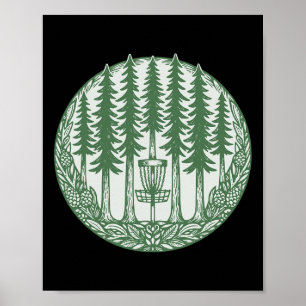 Wald-Disc-Golf-Skizze Kiefern-Flugscheibe  Poster