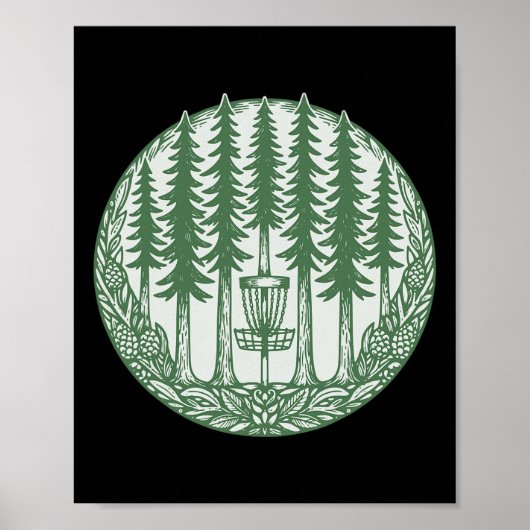 Wald-Disc-Golf-Skizze Kiefern-Flugscheibe Poster (Vorne)
