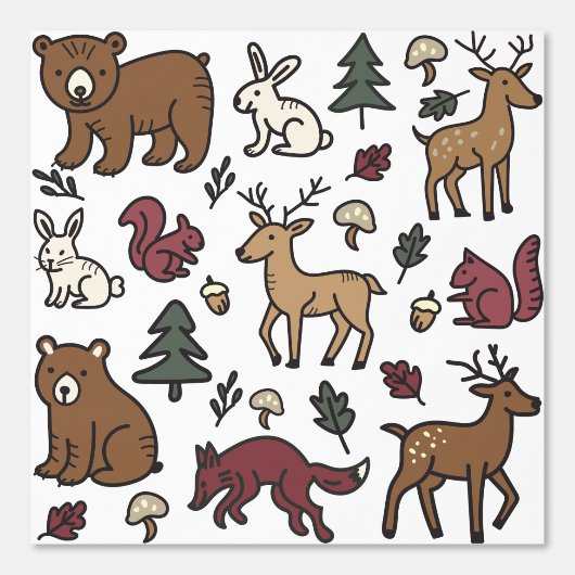 Wald-Doodle Tiere Tapete (Vorderseite)