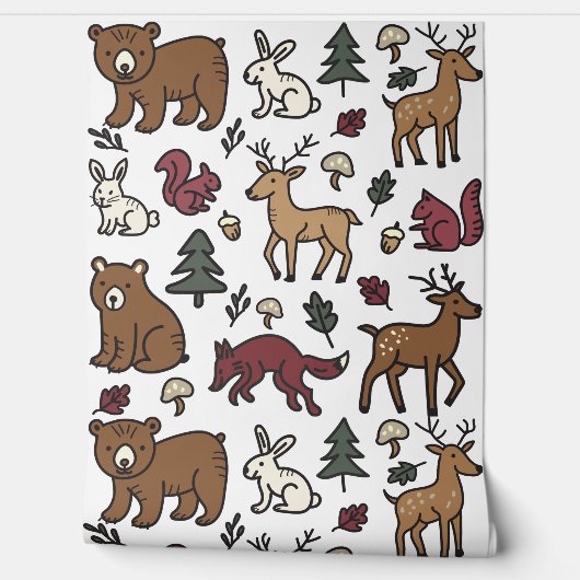 Wald-Doodle Tiere Tapete (Abrollen)