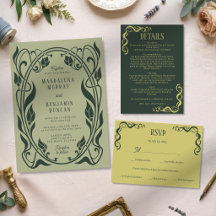 Wald Dunkelgrüner Salbei Art Nouveau Elegante Hoch