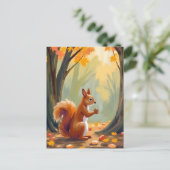 Wald Eichhörnchen | Herbst Tier Aquarell Fall Postkarte (Stehend Vorderseite)