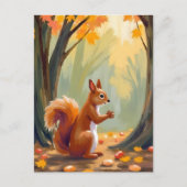 Wald Eichhörnchen | Herbst Tier Aquarell Fall Postkarte (Vorderseite)
