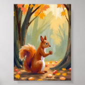 Wald Eichhörnchen | Herbst Tier Aquarell Fallen Poster (Vorne)