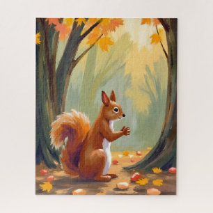 Wald Eichhörnchen   Herbst Tier Aquarell Fallen Puzzle