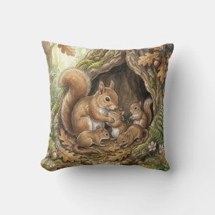 Wald-Eichhörnchen-Mama-und-Baby-Kinder-Kissen Kissen