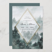 Wald | Einladung zur Hochzeit von Wasserfarben (Vorne/Hinten)