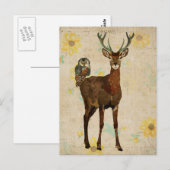Wald-Elch & Blaugrüne Eule Postkarte (Vorne/Hinten)