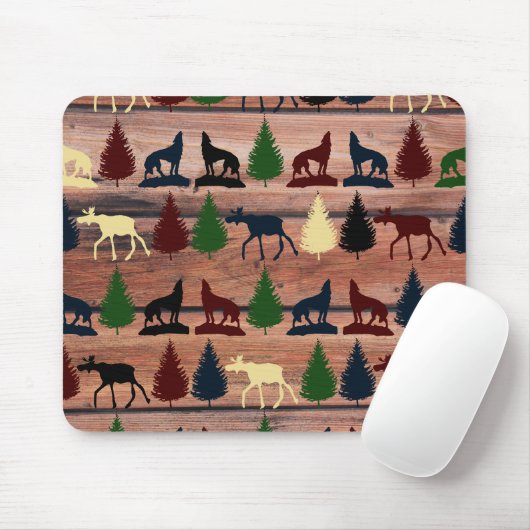 Wald Elche Wolf Wilderness Berg Kabine Rustikal Mousepad (Mit Mouse)