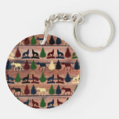 Wald Elche Wolf Wilderness Berg Kabine Rustikal Schlüsselanhänger (Rückseite)