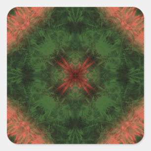 Wald-Energie-Kaleidoskop-Fraktal-Kunst Quadratischer Aufkleber