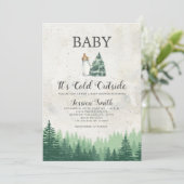 Wald Es ist kalt draußen Weihnachtsdusche Einladung (Stehend Vorderseite)