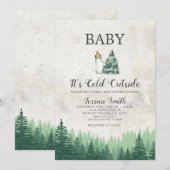Wald Es ist kalt draußen Weihnachtsdusche Einladung (Vorne/Hinten)