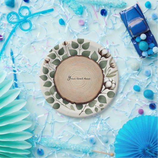 Wald Eukalyptus & Baumwolle Rustikale Hochzeit Pappteller (Party)