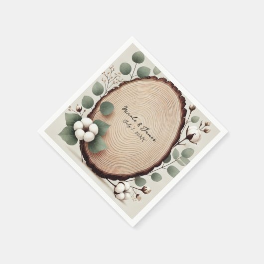 Wald Eukalyptus & Baumwolle Rustikale Hochzeit Serviette (Ecke)
