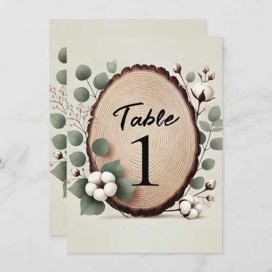Wald Eukalyptus Baumwolle Rustikale Tischnummer (Vorne/Hinten)
