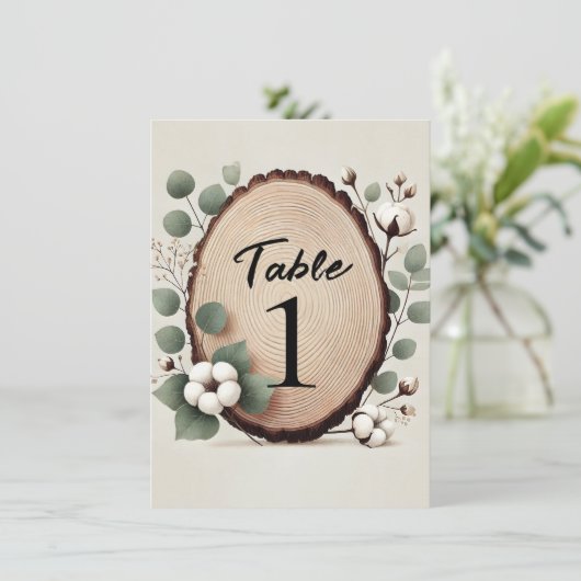 Wald Eukalyptus Baumwolle Rustikale Tischnummer (Stehend Vorderseite)