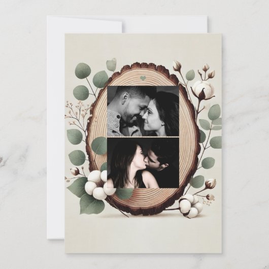 Wald Eukalyptus & Baumwolle Rustikale Verlobung Einladung (Rückseite)