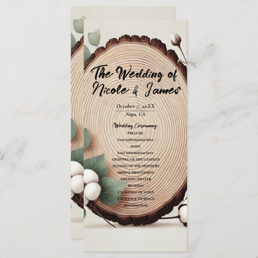 Wald-Eukalyptus-Baumwolle Rustikales Programm (Vorne/Hinten)