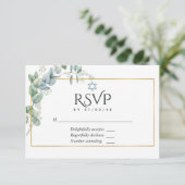 Wald Eukalyptus Forest Greenery Bat Mitzvah RSVP Karte (Stehend Vorderseite)
