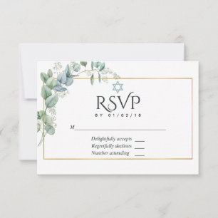 Wald-Eukalyptus-Wald-Grün-Bat-Mizwa RSVP Karte
