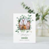 Wald Eukalyptus Wedding Vielen Dank Postkarte (Stehend Vorderseite)